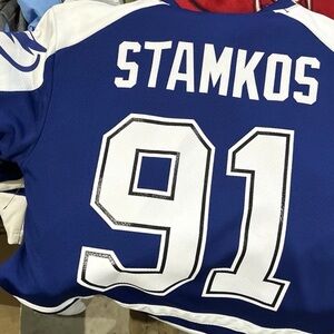 Blue and White Hockey Jersey youth large 12-14